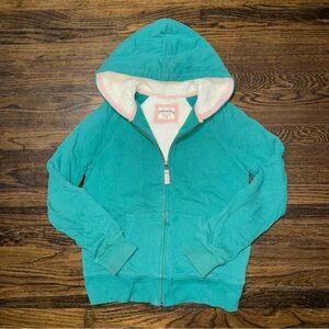 Johnnie-B Kids Teal Green Sherpa Lined Hoodie Jacket size 11/12